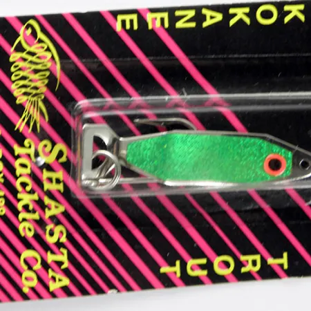 Shasta Humdinger, 1/8oz Nickel / Green / glitter fishing spoon #0815