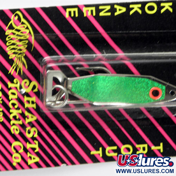  Shasta Tackle Humdinger, 1/8oz Nickel / Green / glitter fishing spoon #0815