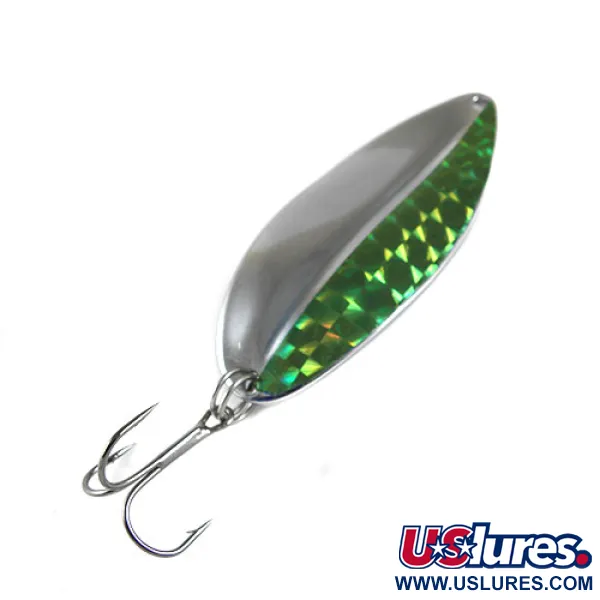 Vintage  TODDCO Main liner , 3/4oz Nickel / Fluorescent Green fishing spoon #0823