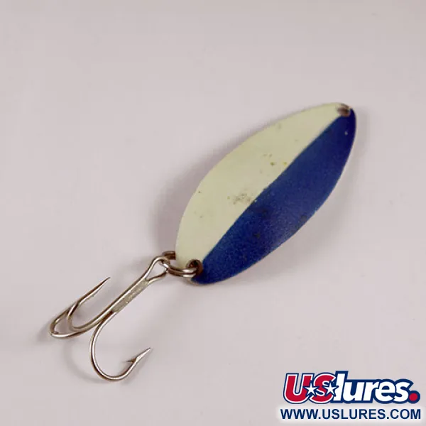 Vintage  Seneca Little Cleo (Hula Girl) Glow, 1/2oz Glow White / Blue fishing spoon #0825