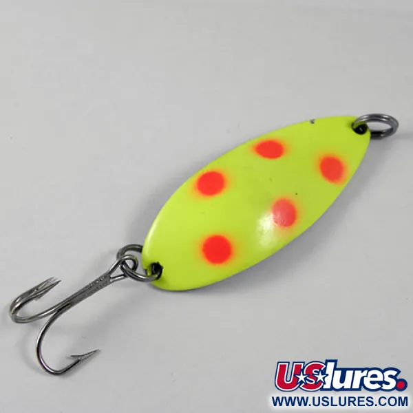 Vintage Seneca Little Cleo (Hula Girl), 2/3oz Yellow / Red fishing spoon #0843