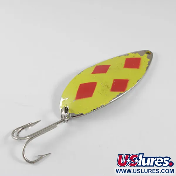 Vintage Seneca Little Cleo (Hula Girl), 3/4oz Five of diamonds (Red / Yellow) fishing spoon #0850