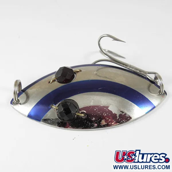Vintage  Eppinger Red Eye Wiggler, 1oz Nickel / Blue / Red Eyes fishing spoon #0853