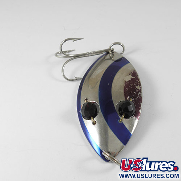 Vintage  Eppinger Red Eye Wiggler, 1oz Nickel / Blue / Red Eyes fishing spoon #0853