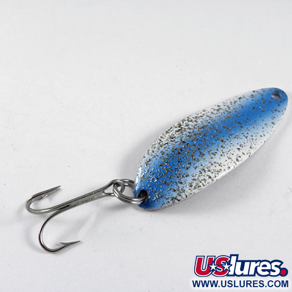  Seneca Little Cleo (Hula Girl), 1/3oz White / Blue / Nickel fishing spoon #0860