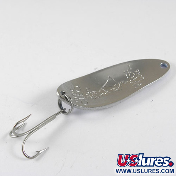  Seneca Little Cleo (Hula Girl), 1/3oz White / Blue / Nickel fishing spoon #0860