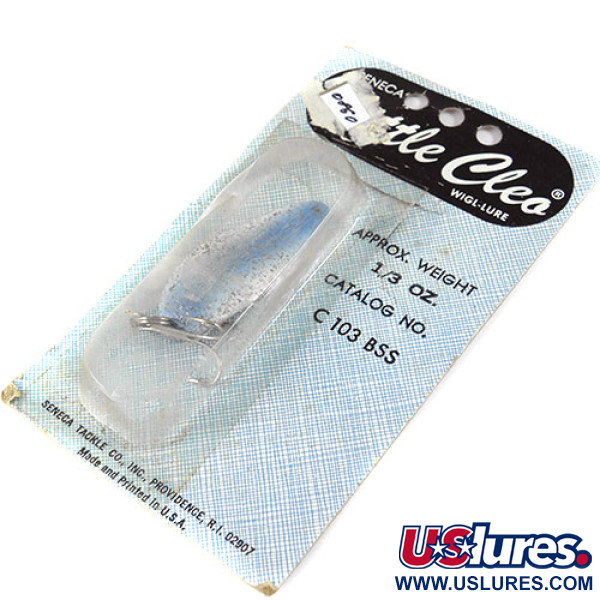  Seneca Little Cleo (Hula Girl), 1/3oz White / Blue / Nickel fishing spoon #0860