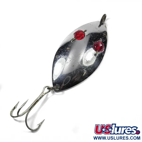 Vintage  Hofschneider  Red Eye Wiggler , 1oz Nickel / Red Eyes fishing spoon #0863