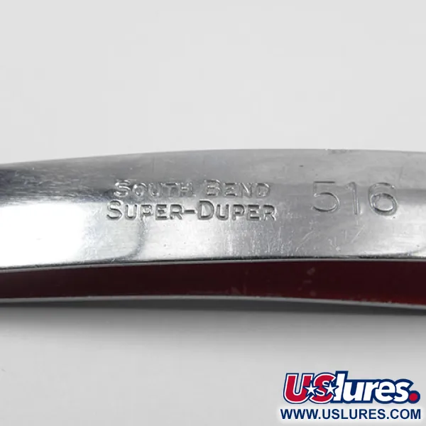 Vintage  South Bend Super-Duper 516, 2/3oz Nickel / Red fishing spoon #0864