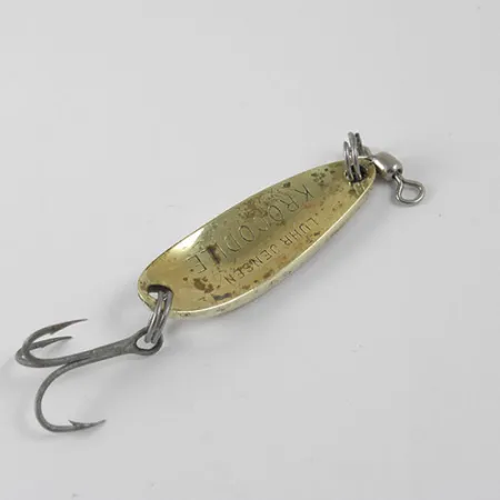 Vintage Luhr Jensen Krocodile, 1/3oz Gold / Purple fishing spoon #0873