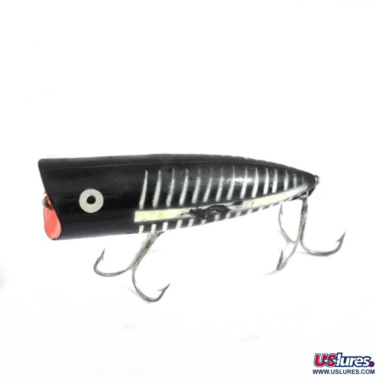 Vintage Popper Heddon Chugger Spook, 1/2oz Black / White / Red
