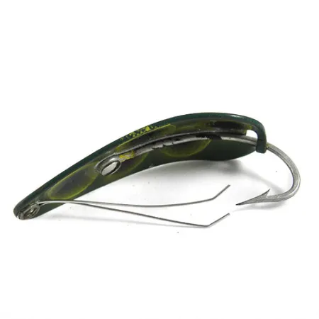 Vintage Vintage Weezel Rex Weedless Spoon, 2/5oz Frog (Green / Yellow / Nickel) fishing spoon #0908