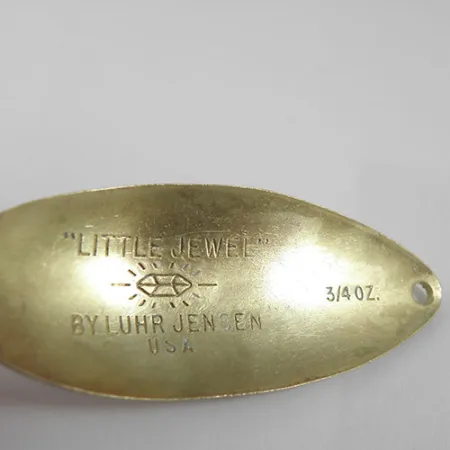 Vintage Luhr Jensen Little Jewel, 3/4oz Brass / Blue fishing spoon #0910