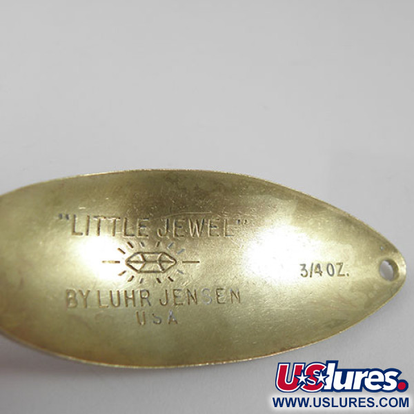 Vintage   Luhr Jensen Little Jewel, 3/4oz Brass / Blue fishing spoon #0910