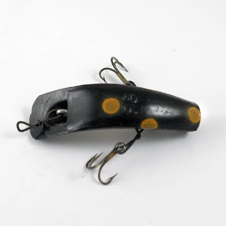 Vintage Yakima Bait Worden's Lures Flatfish F6, 3/32oz Yellow / Black fishing lure #0930