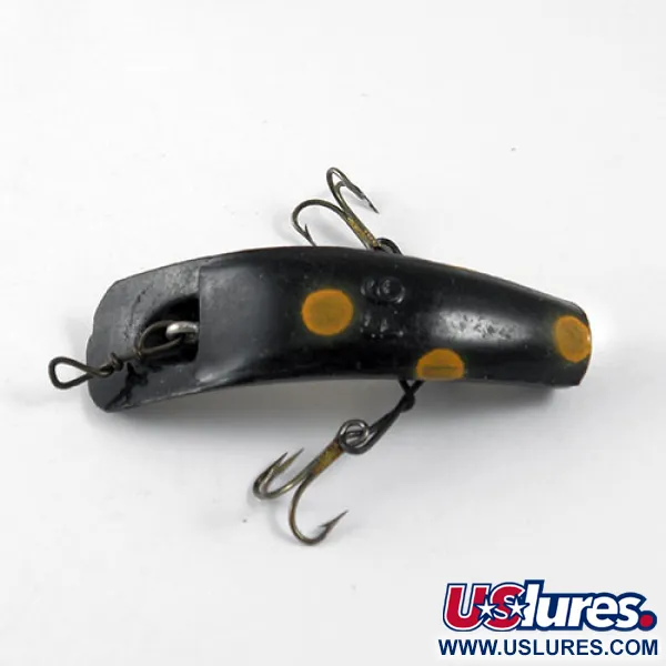 Vintage  Yakima Bait Worden's Lures Flatfish F6, 3/32oz Yellow / Black fishing lure #0930