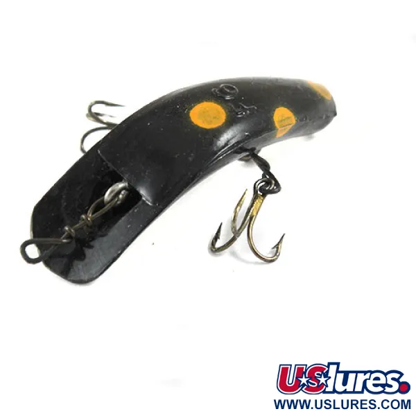 Vintage  Yakima Bait Worden's Lures Flatfish F6, 3/32oz Yellow / Black fishing lure #0930