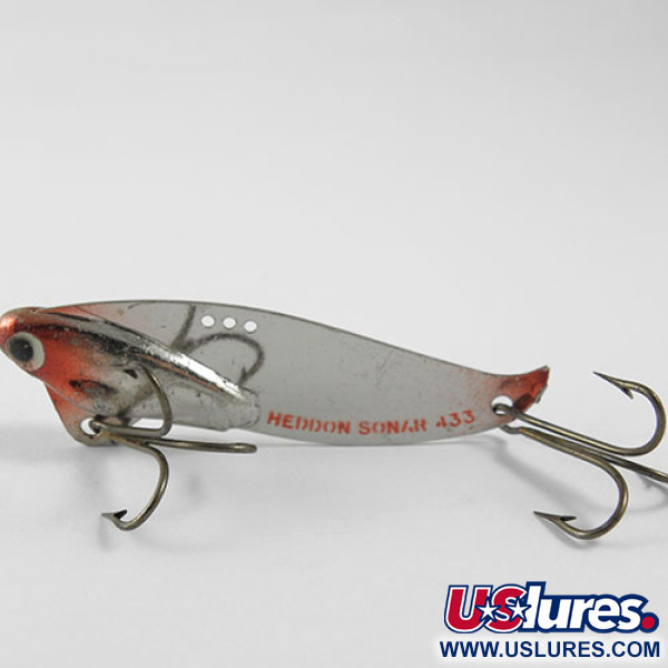Vintage Heddon Sonar 433, 1/2oz Nickel / Red fishing spoon #0945