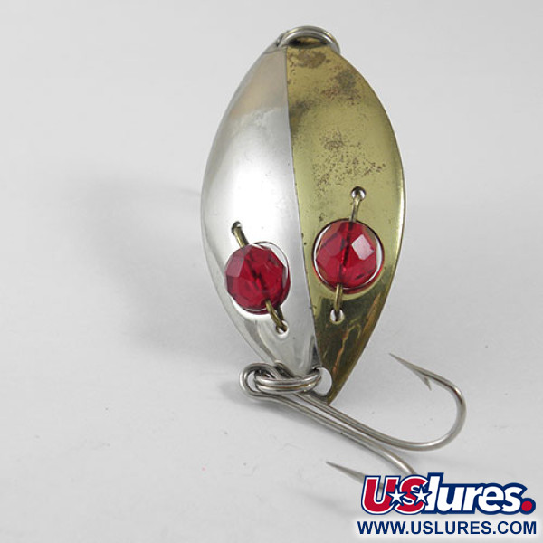 Vintage  Hofschneider Red Eye Junior , 1/2oz Nickel / Brass / Red Eyes fishing spoon #0968