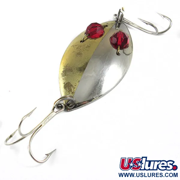 Vintage  Hofschneider Red Eye Junior , 1/2oz Nickel / Brass / Red Eyes fishing spoon #0968