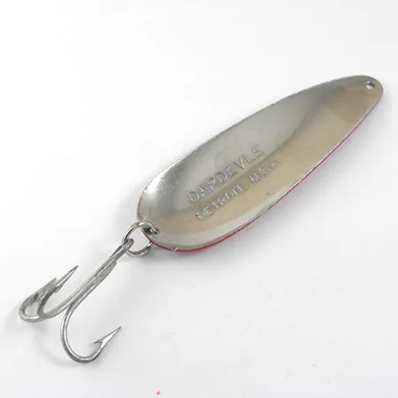 Vintage Eppinger Dardevle, 1oz Red / White / Nickel fishing spoon #0969