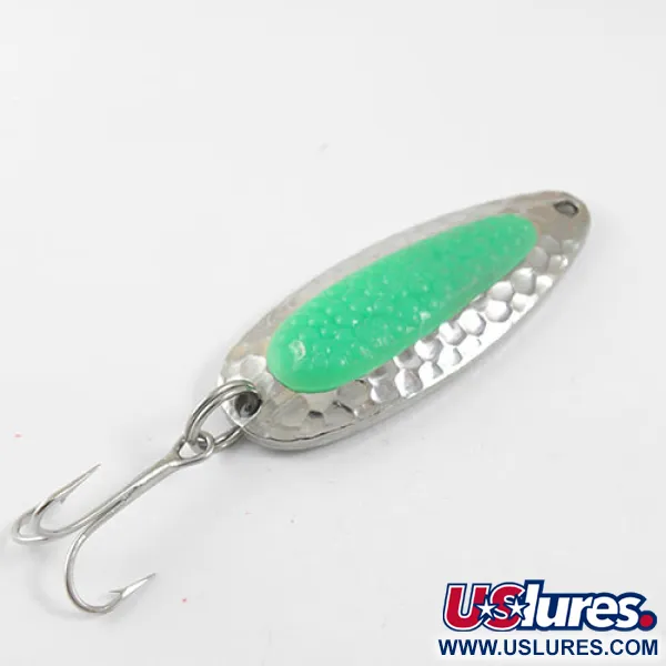 Vintage  Blue Fox Pixee, 1/2oz Nickel / Green fishing spoon #0976