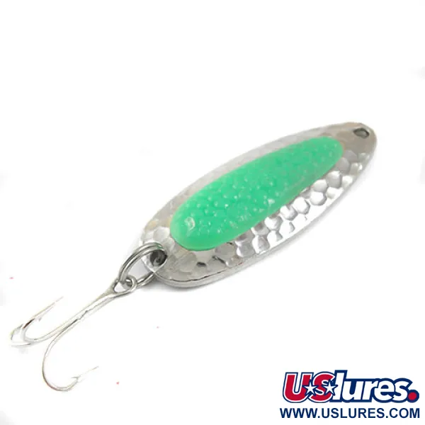 Vintage  Blue Fox Pixee, 1/2oz Nickel / Green fishing spoon #0976
