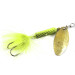 Vintage  Yakima Bait Worden’s Original Rooster Tail, 1/4oz Fluorescent Green / Brass spinning lure #0979