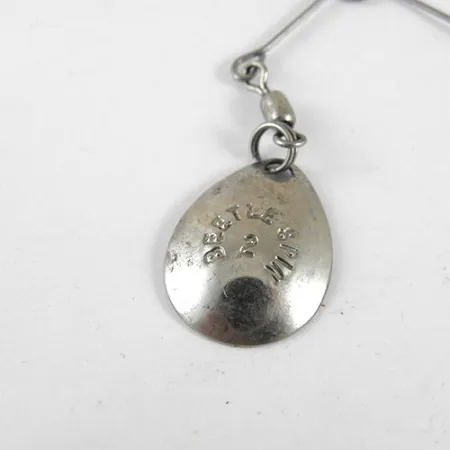 Vintage Johnson Beetle Spin, 1/8oz Nickel / Black spinning lure #0981