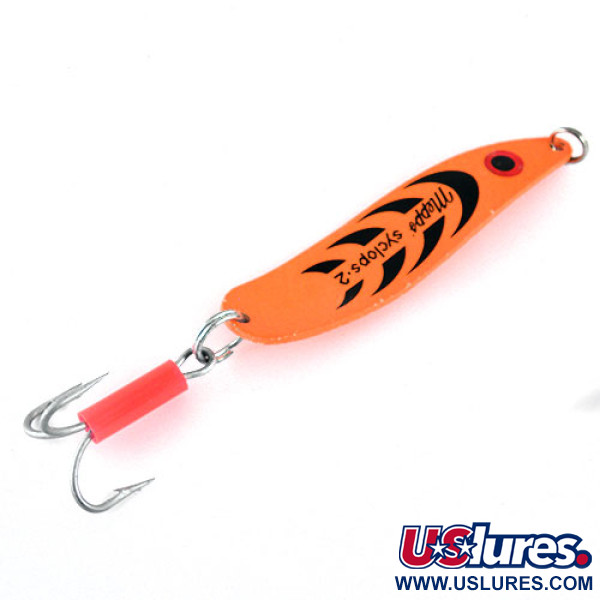 Vintage   Mepps syclops 2, 3/5oz Fluorescent Orange fishing spoon #0999