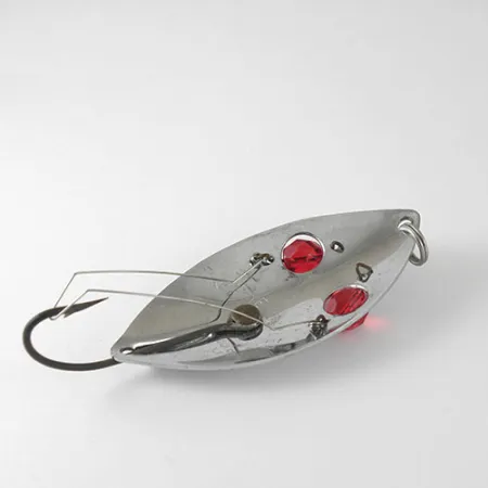 Vintage Hofschneider Weedless Red Eye Wiggler, 1oz Nickel / Red fishing spoon #1002