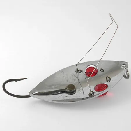 Vintage Hofschneider Weedless Red Eye Wiggler, 1oz Nickel / Red fishing spoon #1002