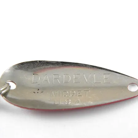 Vintage Eppinger Dardevle Midget Trout, 3/32oz Red / White / Nickel fishing spoon #1027