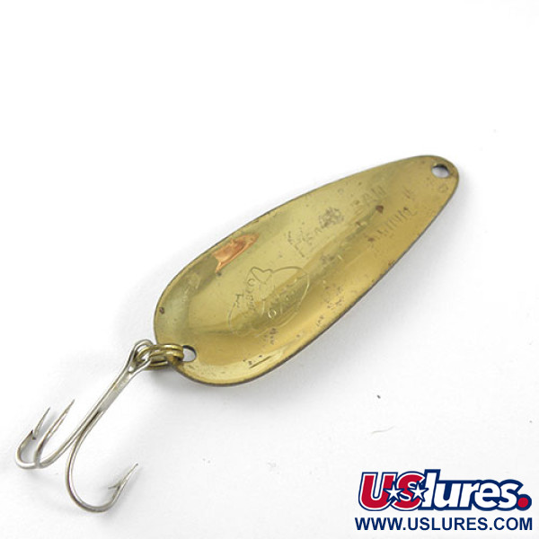 Vintage   Nebco Flash Bait 255, 2/5oz Hammered Brass fishing spoon #1037