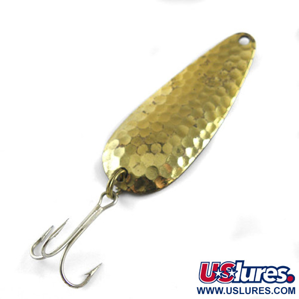 Vintage   Nebco Flash Bait 255, 2/5oz Hammered Brass fishing spoon #1037
