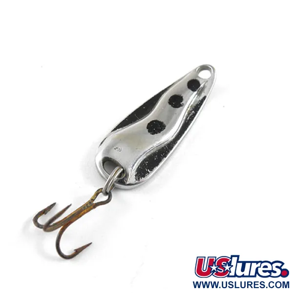 Vintage  Luhr Jensen Hot Shot W, 3/16oz Nickel / Black fishing spoon #1055