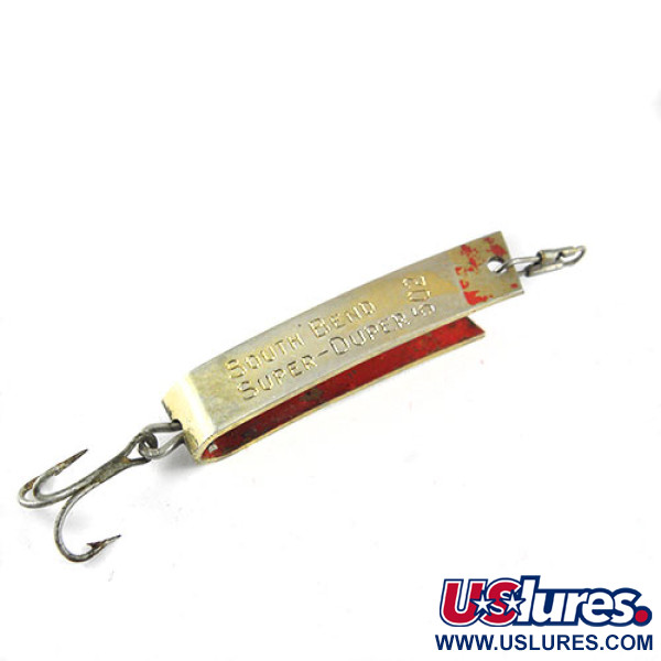 Vintage South Bend Super-Duper 502, 3/32oz Gold / Red fishing spoon #1056