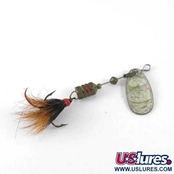 Vintage   Mepps Comet 1 Dressed, 1/8oz Nickel / White / Red spinning lure #1081