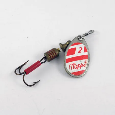 Vintage Mepps Aglia 2, 3/16oz Nickel / White / Red spinning lure #1082