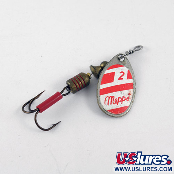 Vintage   Mepps Aglia 2, 3/16oz Nickel / White / Red spinning lure #1082