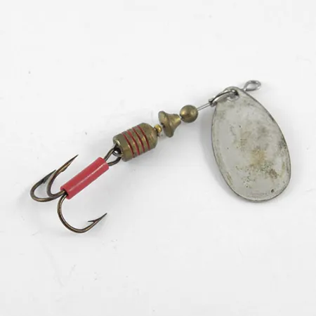 Vintage Mepps Aglia 2, 3/16oz Nickel / White / Red spinning lure #1082