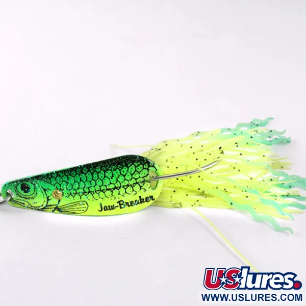 Vintage  Northland Jaw-Breaker, 1/2oz Fluorescent Yellow / Green fishing spoon #1095