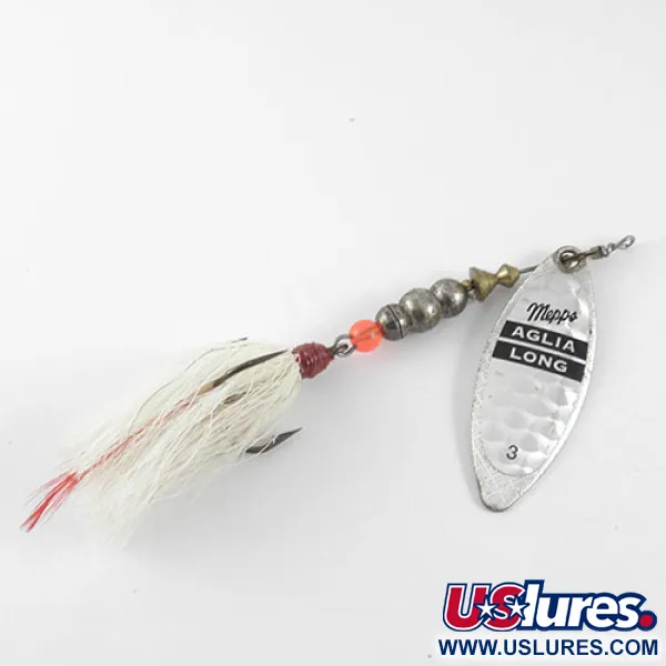 Vintage   Mepps Aglia Long 3 Dressed, 2/5oz Nickel spinning lure #1101
