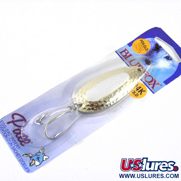   Blue Fox Pixee Glow , 3/4oz Gold / White (Glow in Dark) fishing spoon #1110