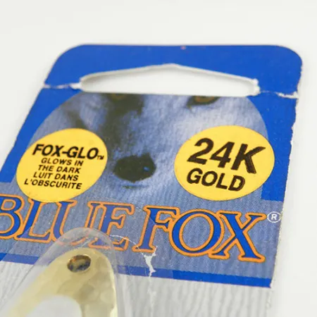 Blue Fox Pixee Glow, 1/2oz Gold / White (Glow in Dark) fishing spoon #1111
