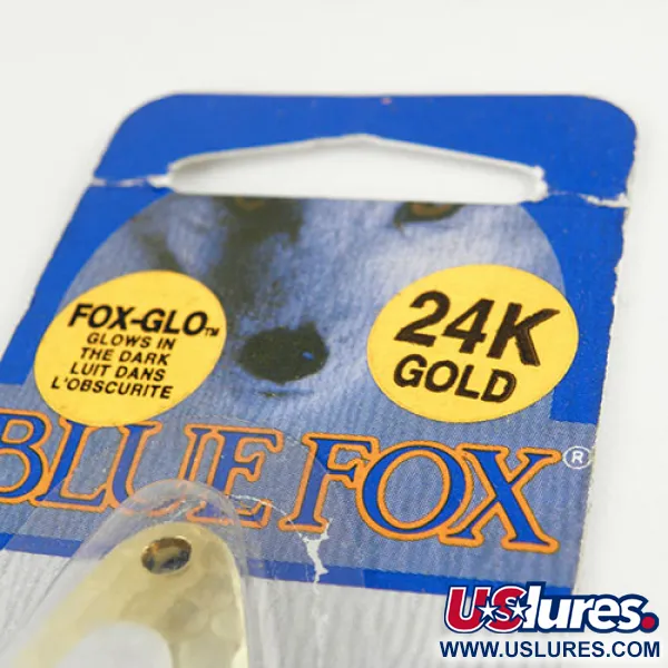   Blue Fox Pixee Glow , 3/4oz Gold / White (Glow in Dark) fishing spoon #1110