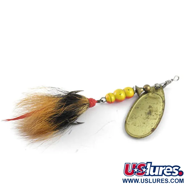 Vintage   Mepps Aglia 4 dressed, 1/3oz Brass spinning lure #1120