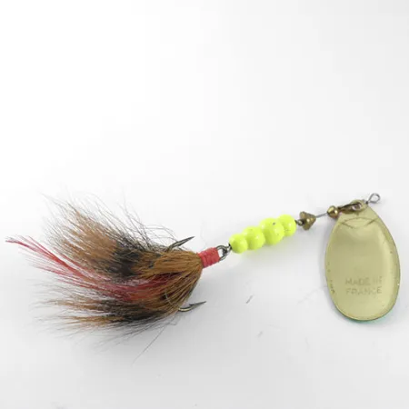 Vintage Mepps Aglia Fluo 5 dressed, 2/5oz Brass / Fluorescent spinning lure #1122