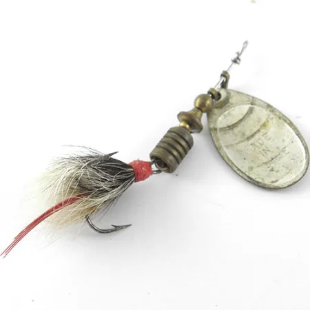 Vintage Mepps Aglia 2 dressed, 3/16oz Nickel / Black / White spinning lure #1129