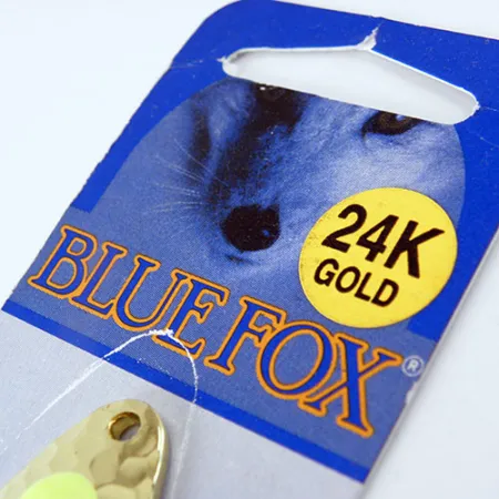 Blue Fox Pixee , 1/4oz Yellow / 24 Carat Gold Plated fishing spoon #1134